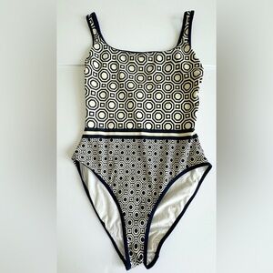 Tory Burch Geo Tank Swimsuit One Piece Tory Navy Octagon ~ Size M